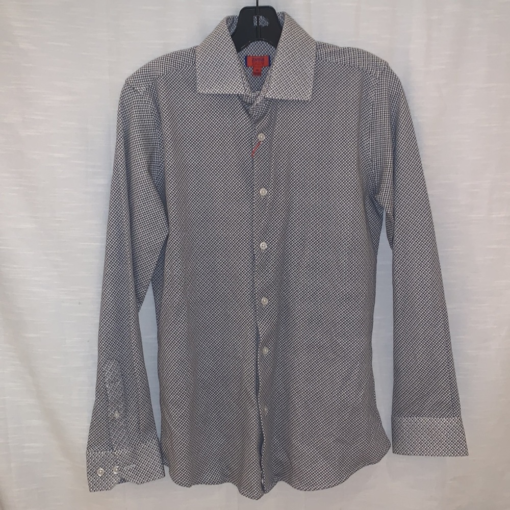 ZNT18 Cadiz Circle Print Trim Fit Dress Shirt